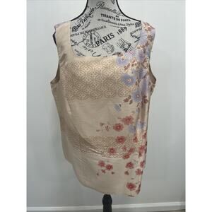 Adrianna Papell 100% Silk Floral Sleevless Shirt Quiet Luxury Garden Party 16W